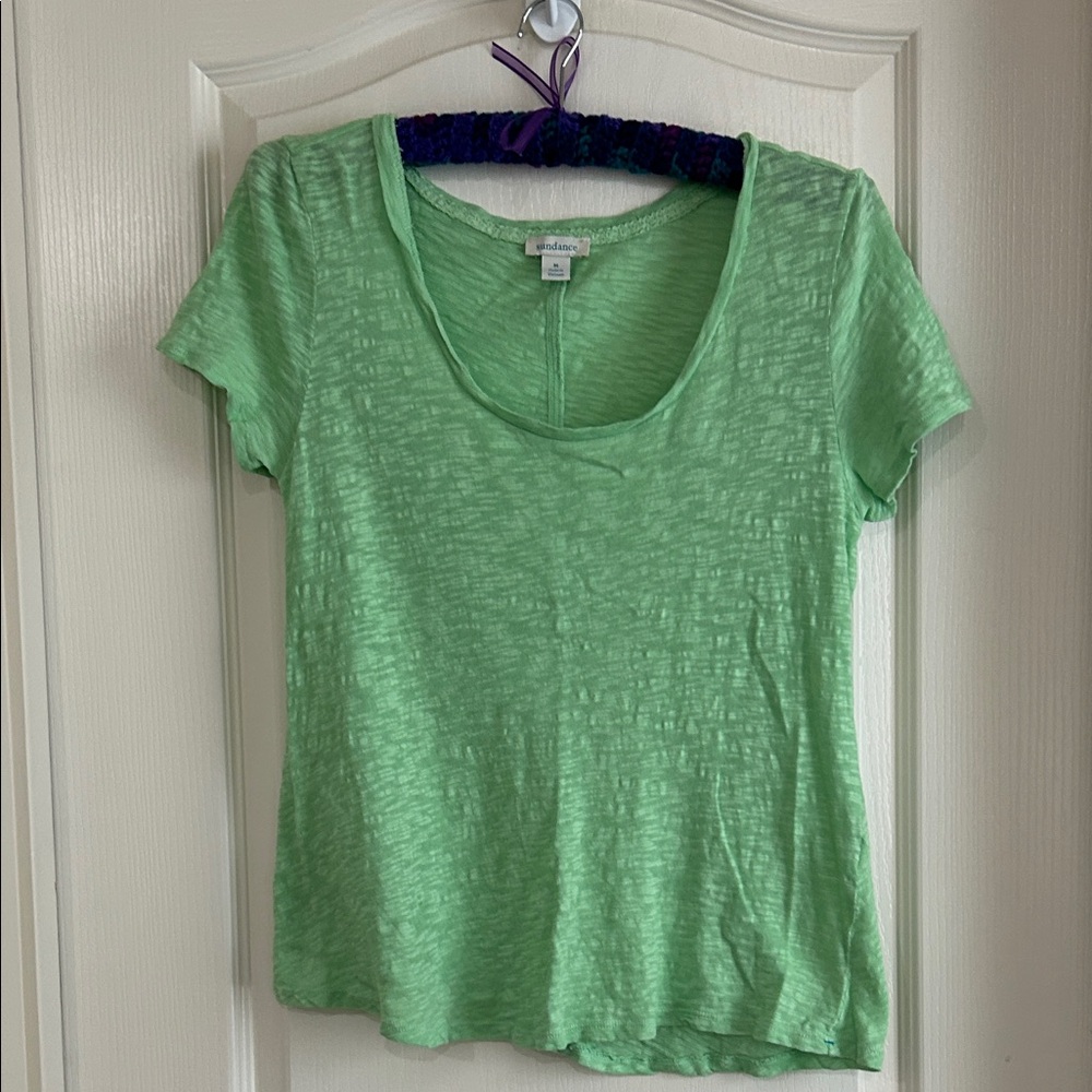 Sundance Light Green Scoop Neck Short Sleeve Tee